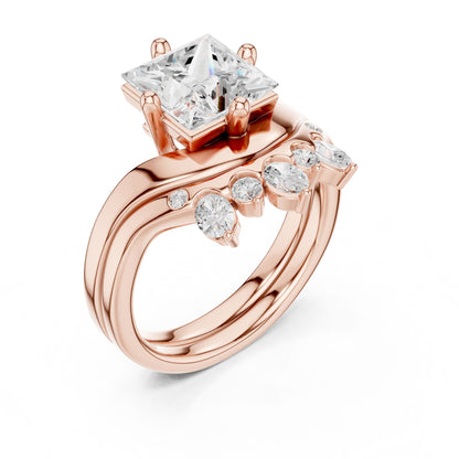 Princess Lab Grown Diamond Side-Stone Engagement Ring
