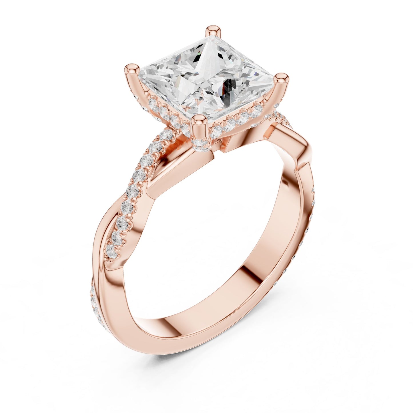 Princess Lab Grown Diamond Side-Stone Engagement Ring