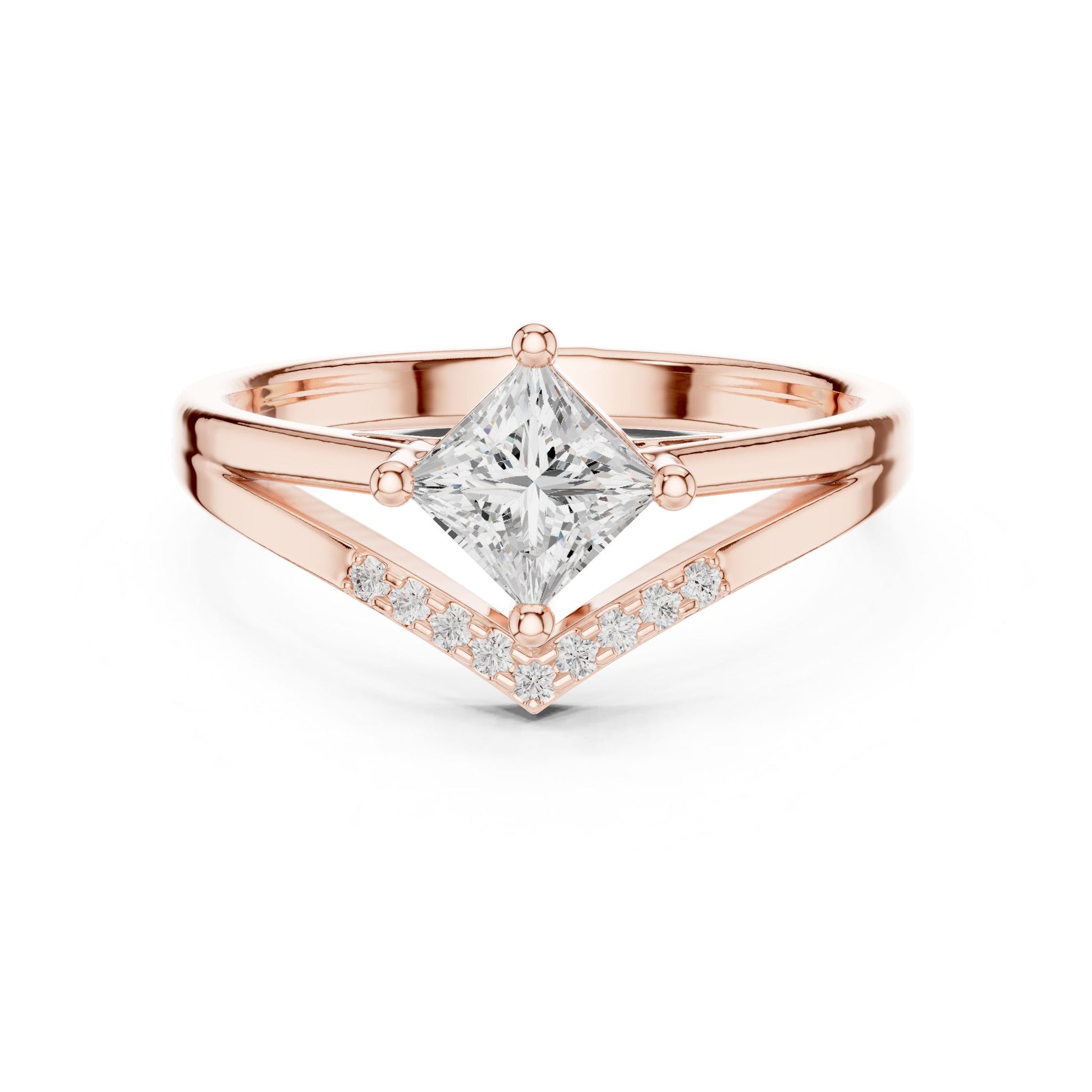 Princess Lab Grown Diamond Side-Stone Engagement Ring