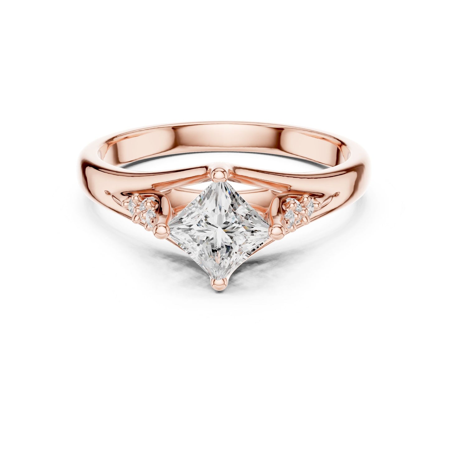 Princess Lab Grown Diamond Side-Stone Engagement Ring
