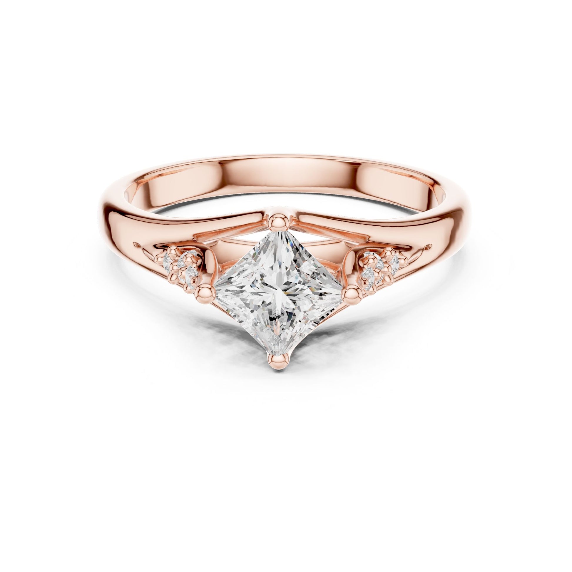 Princess Lab Grown Diamond Side-Stone Engagement Ring