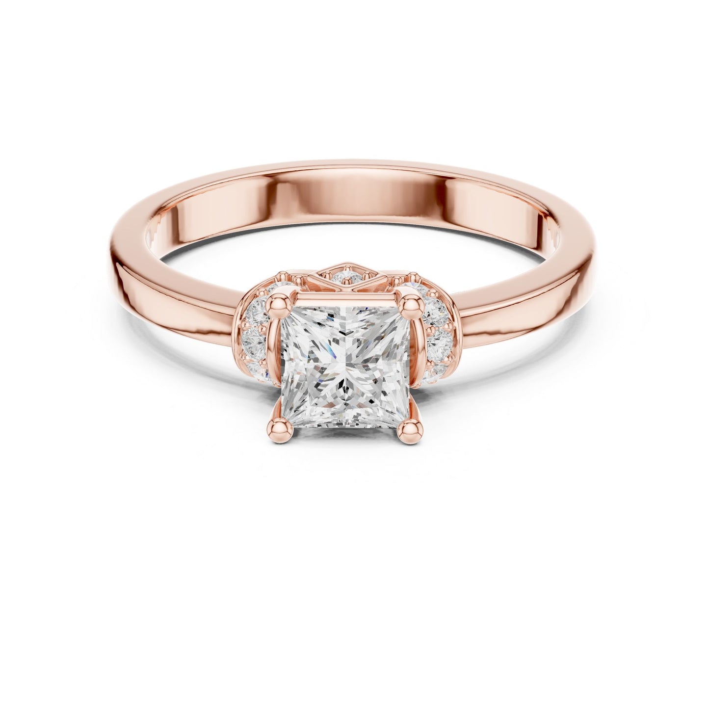 Princess Lab Grown Diamond Side-Stone Engagement Ring