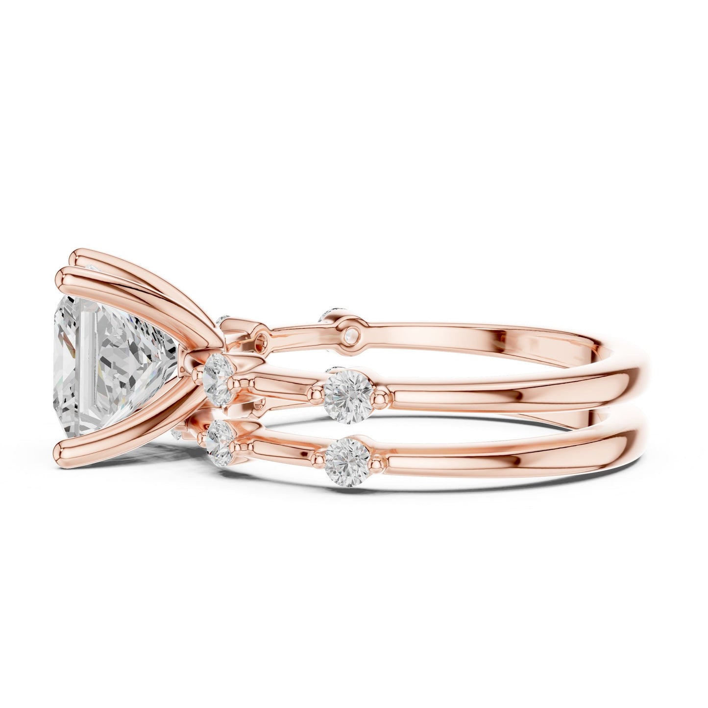 Princess Lab Grown Diamond Side-Stone Engagement Ring