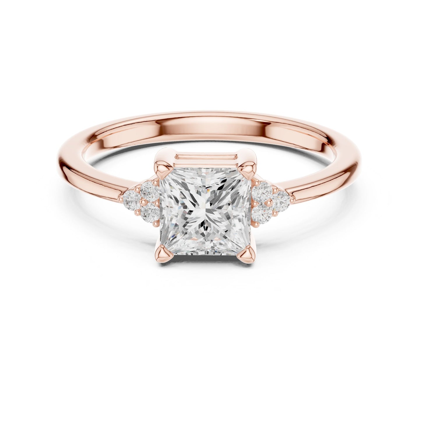 Princess Lab Grown Diamond Side-Stone Engagement Ring
