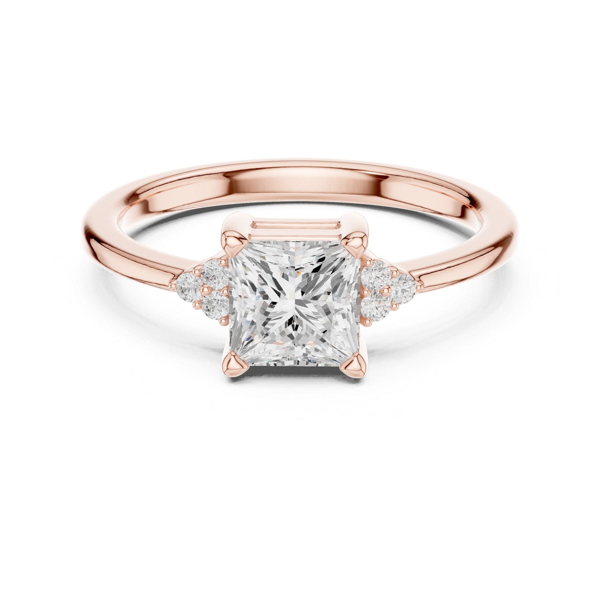 Princess Lab Grown Diamond Side-Stone Engagement Ring