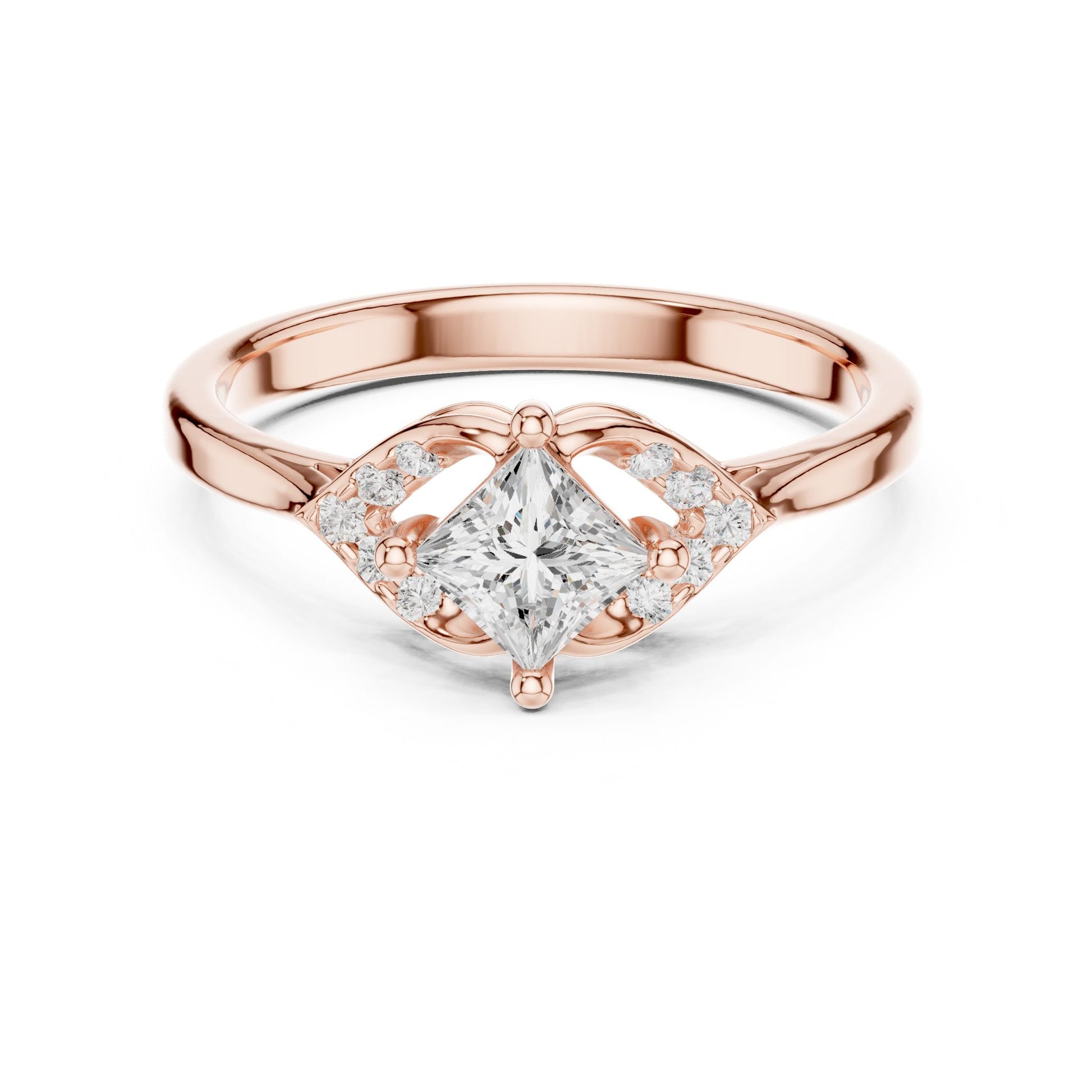 Princess Lab Grown Diamond Side-Stone Engagement Ring