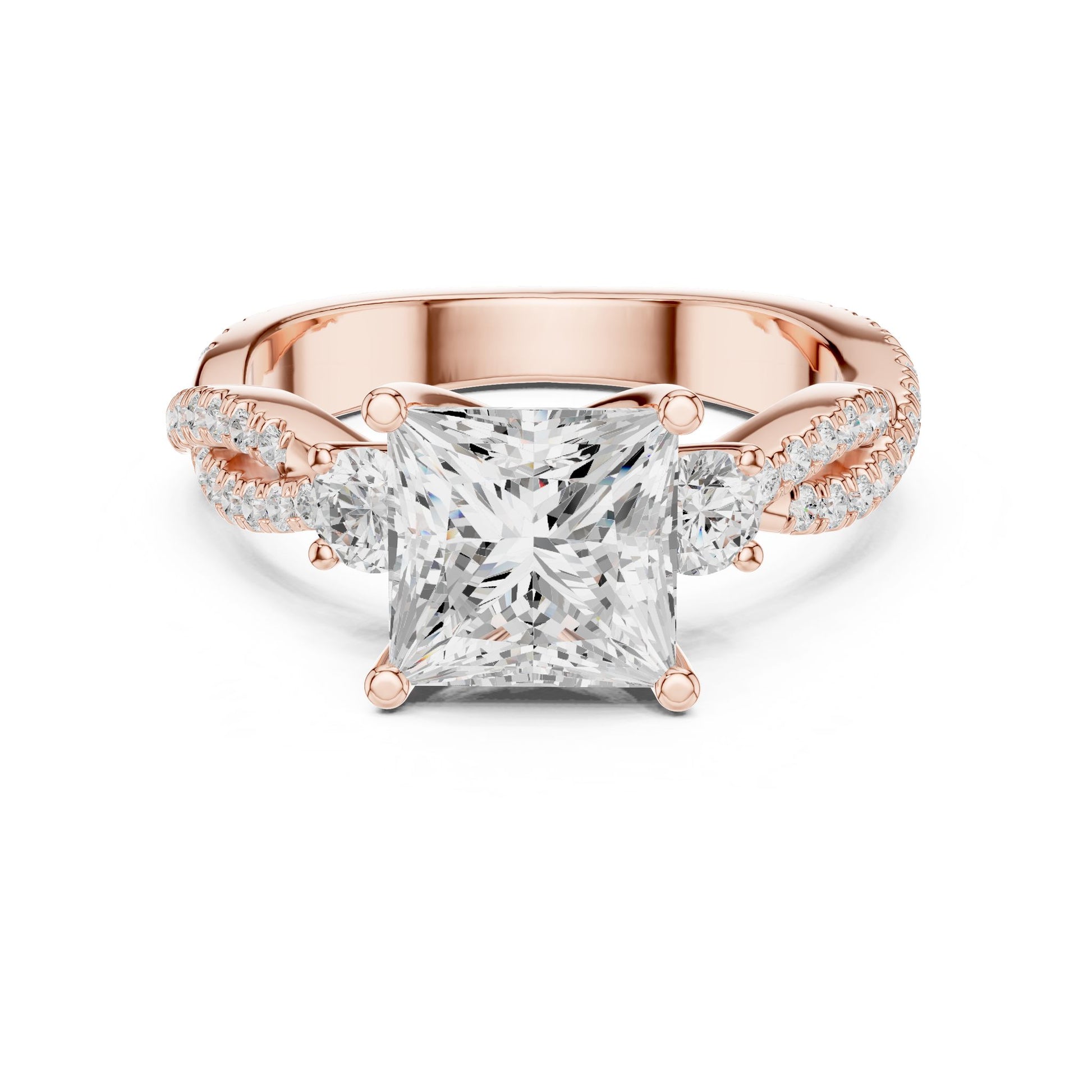 Princess Lab Grown Diamond Side-Stone Engagement Ring