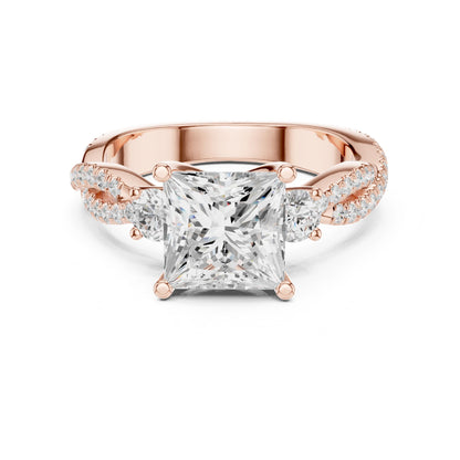 Princess Lab Grown Diamond Side-Stone Engagement Ring