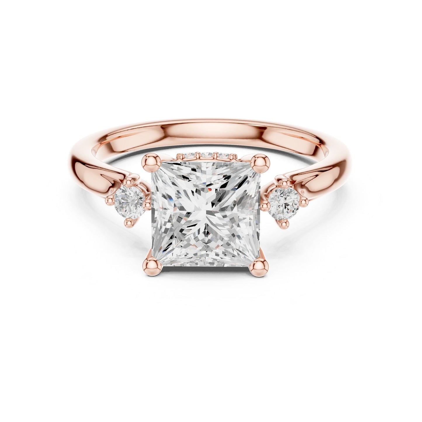 Princess Lab Grown Diamond Side-Stone Engagement Ring