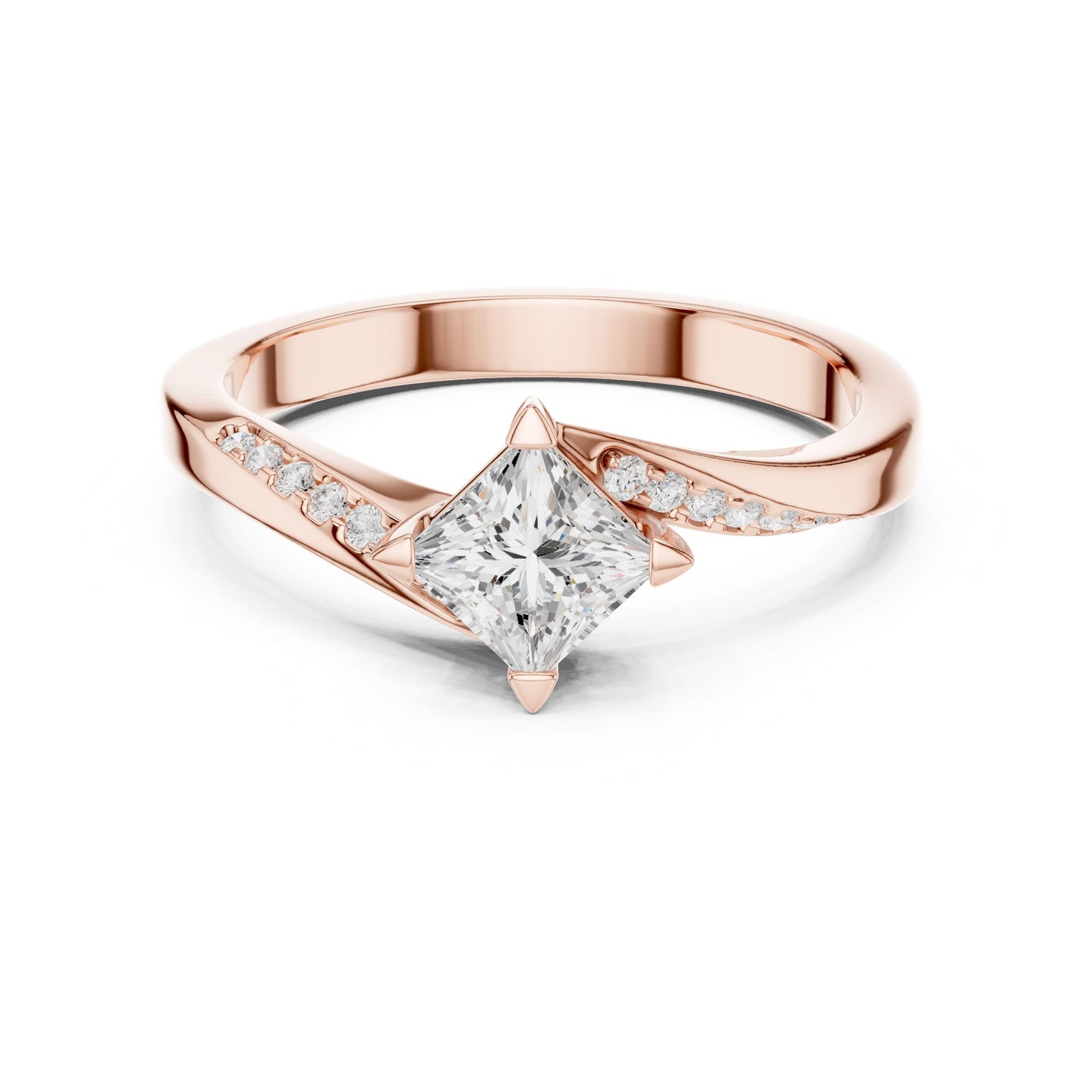 Princess Lab Grown Diamond Side-Stone Engagement Ring