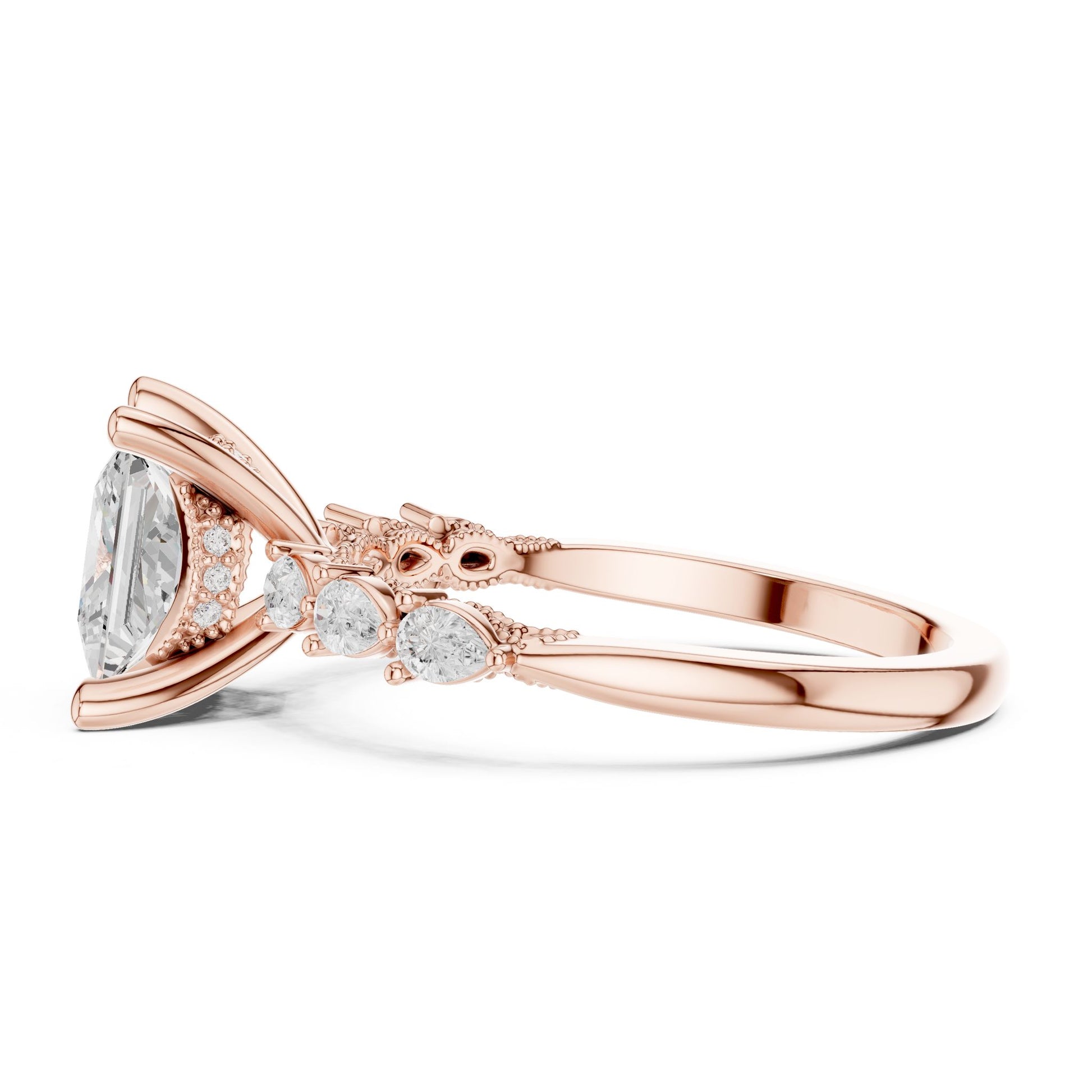 Princess Lab Grown Diamond Side-Stone Engagement Ring