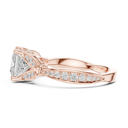 Princess Lab Grown Diamond Side-Stone Engagement Ring