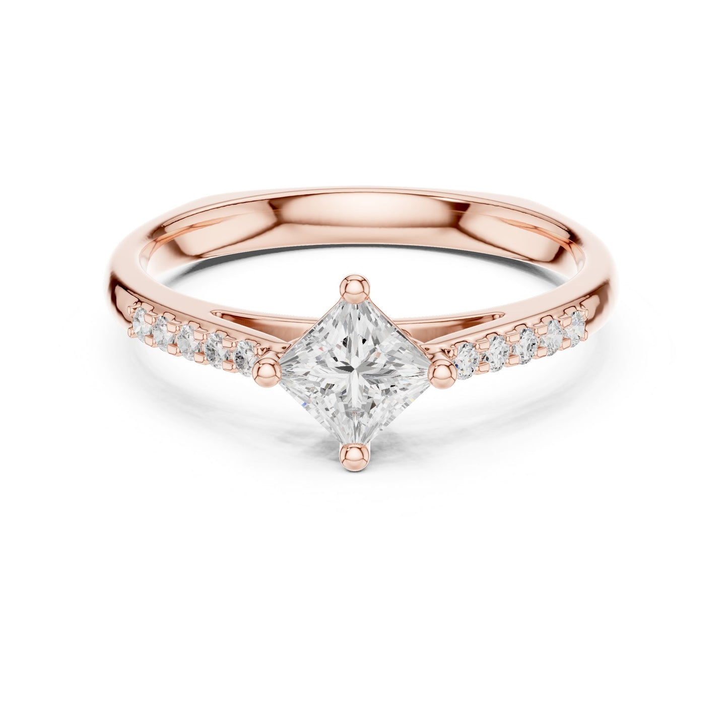 Princess Lab Grown Diamond Side-Stone Engagement Ring