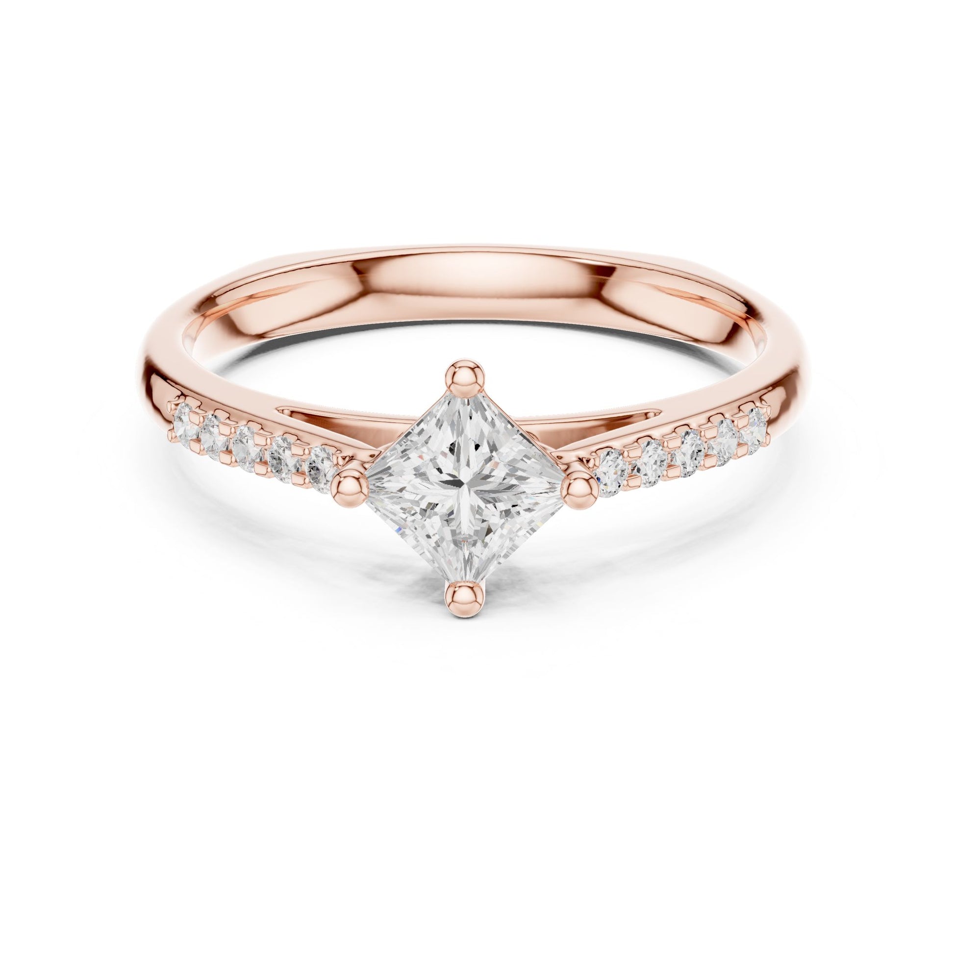 Princess Lab Grown Diamond Side-Stone Engagement Ring