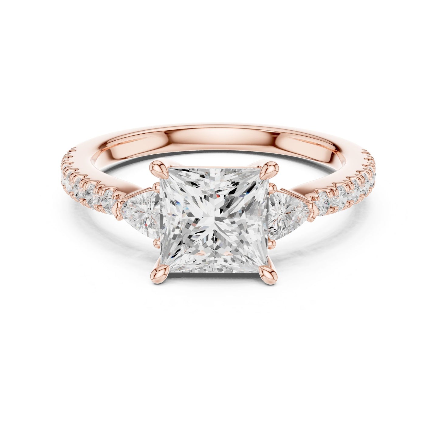Princess Lab Grown Diamond Side-Stone Engagement Ring