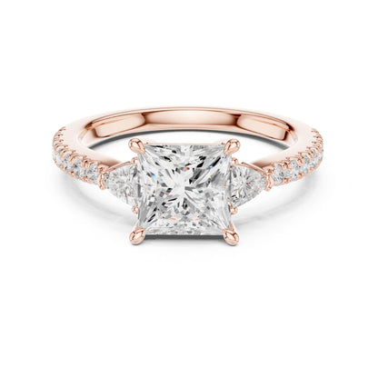 Princess Lab Grown Diamond Side-Stone Engagement Ring