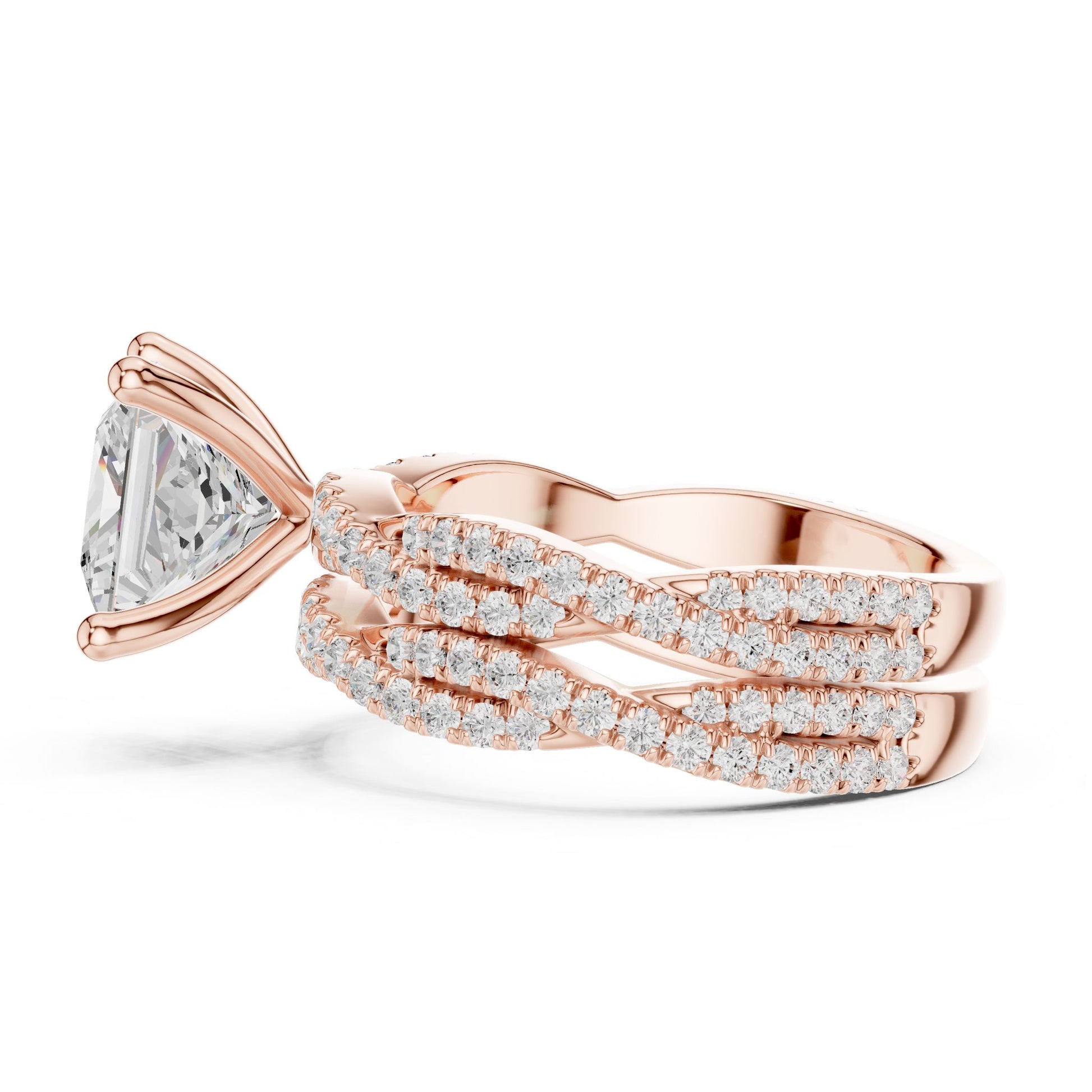 Princess Lab Grown Diamond Side-Stone Engagement Ring