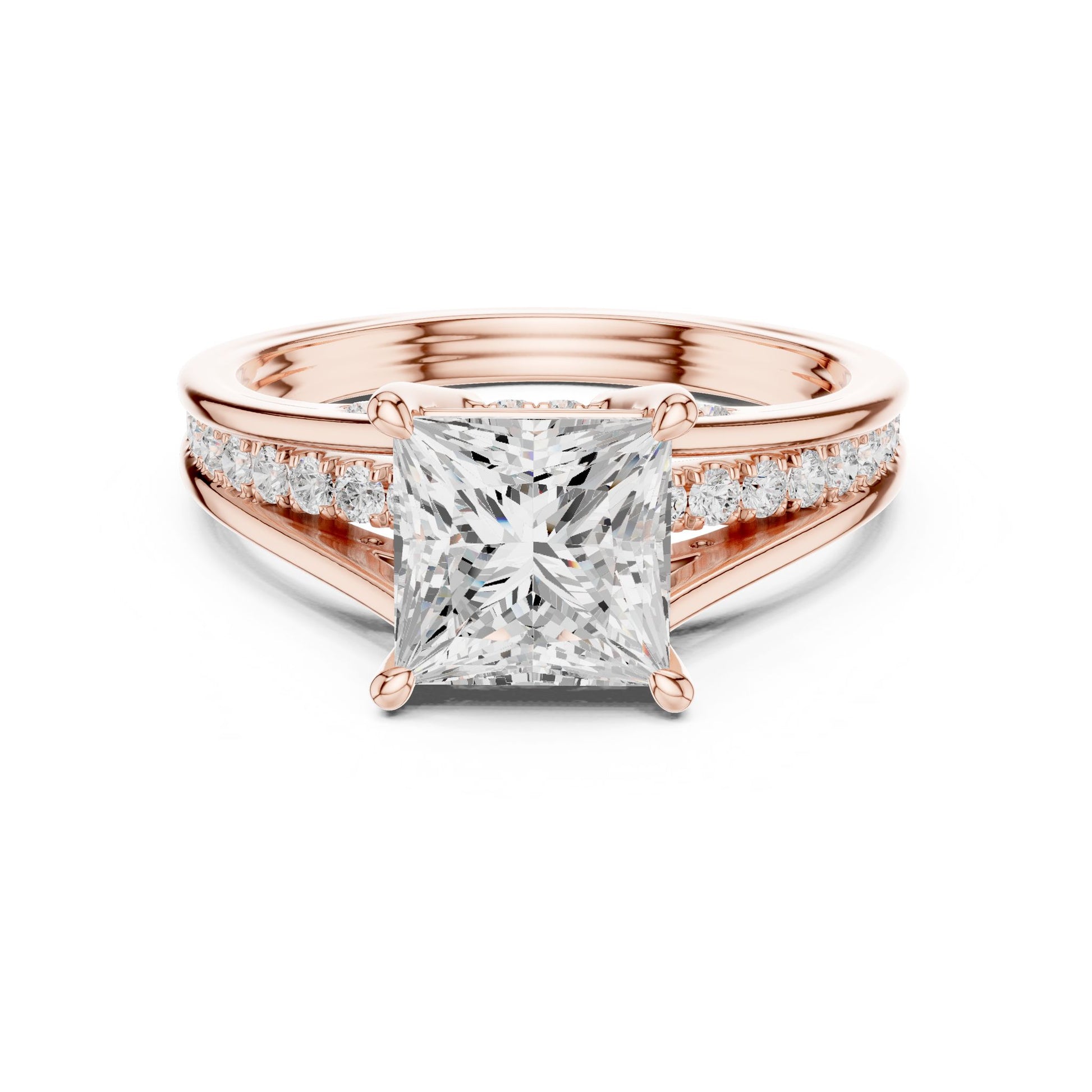 Princess Lab Grown Diamond Side-Stone Engagement Ring