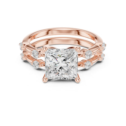 Princess Lab Grown Diamond Side-Stone Engagement Ring