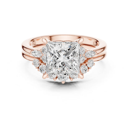 Princess Lab Grown Diamond Side-Stone Engagement Ring
