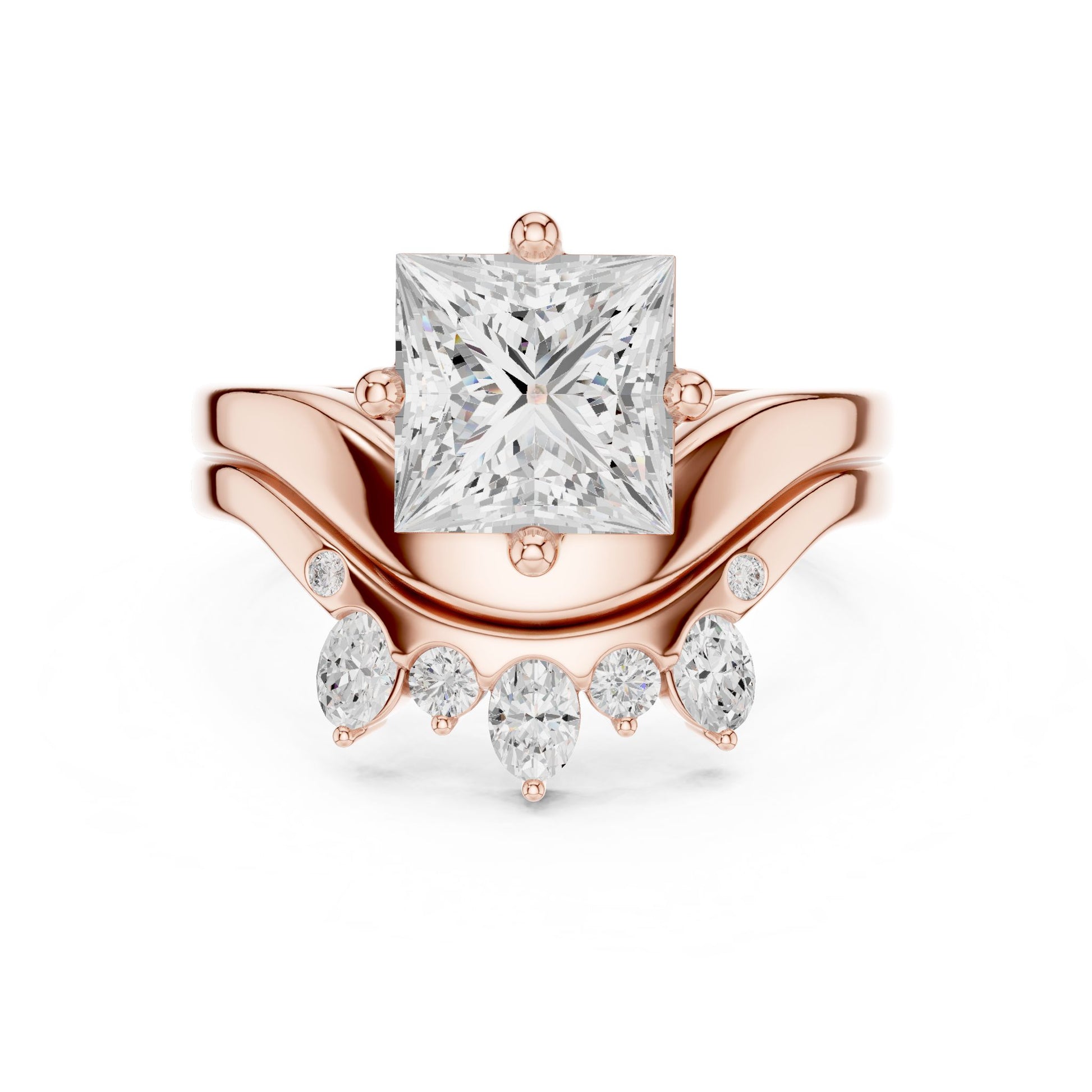 Princess Lab Grown Diamond Side-Stone Engagement Ring