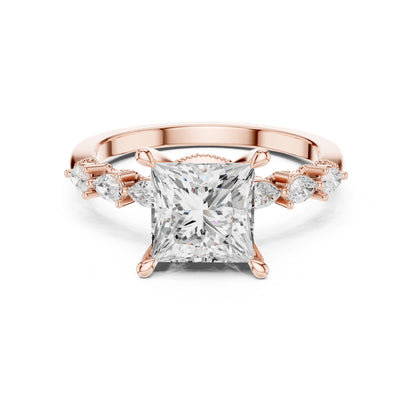 Princess Lab Grown Diamond Side-Stone Engagement Ring
