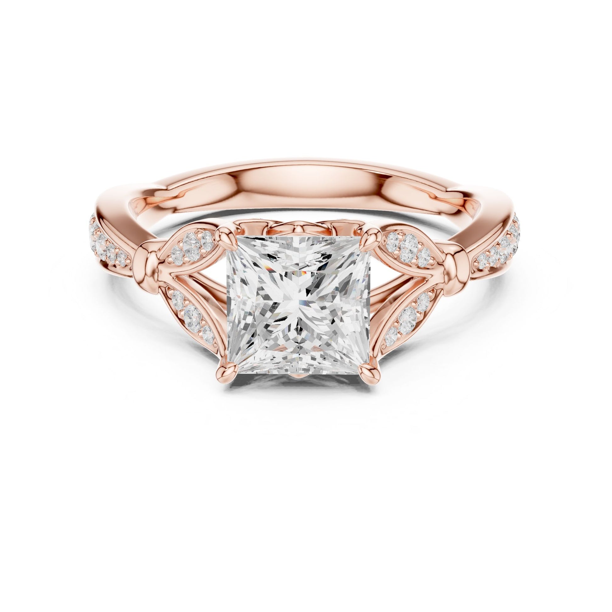 Princess Lab Grown Diamond Side-Stone Engagement Ring