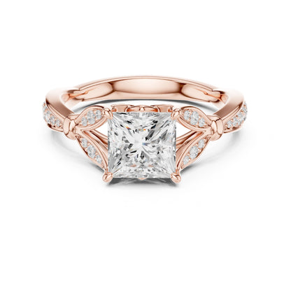 Princess Lab Grown Diamond Side-Stone Engagement Ring