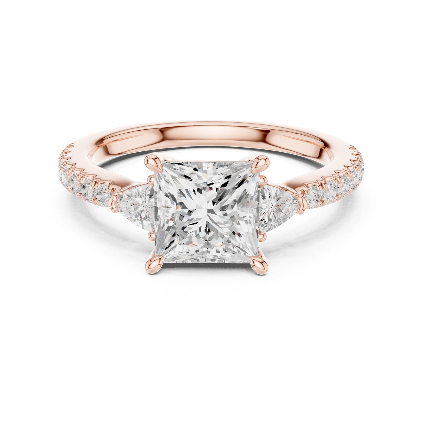Princess Lab Grown Diamond Side-Stone Engagement Ring