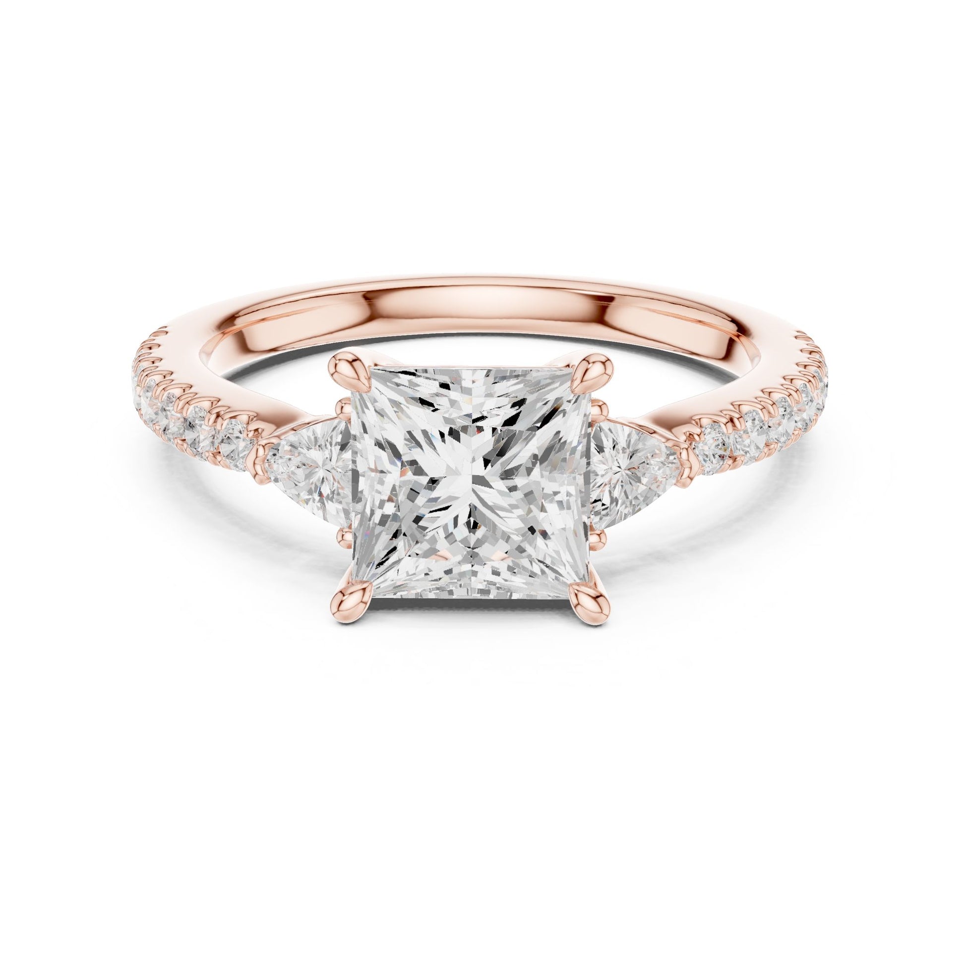 Princess Lab Grown Diamond Side-Stone Engagement Ring