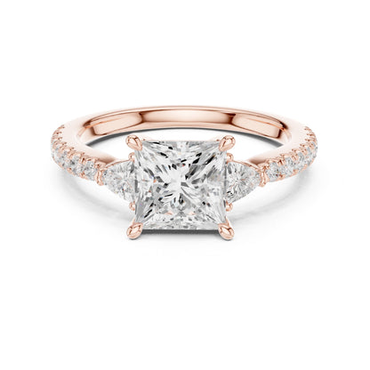 Princess Lab Grown Diamond Side-Stone Engagement Ring