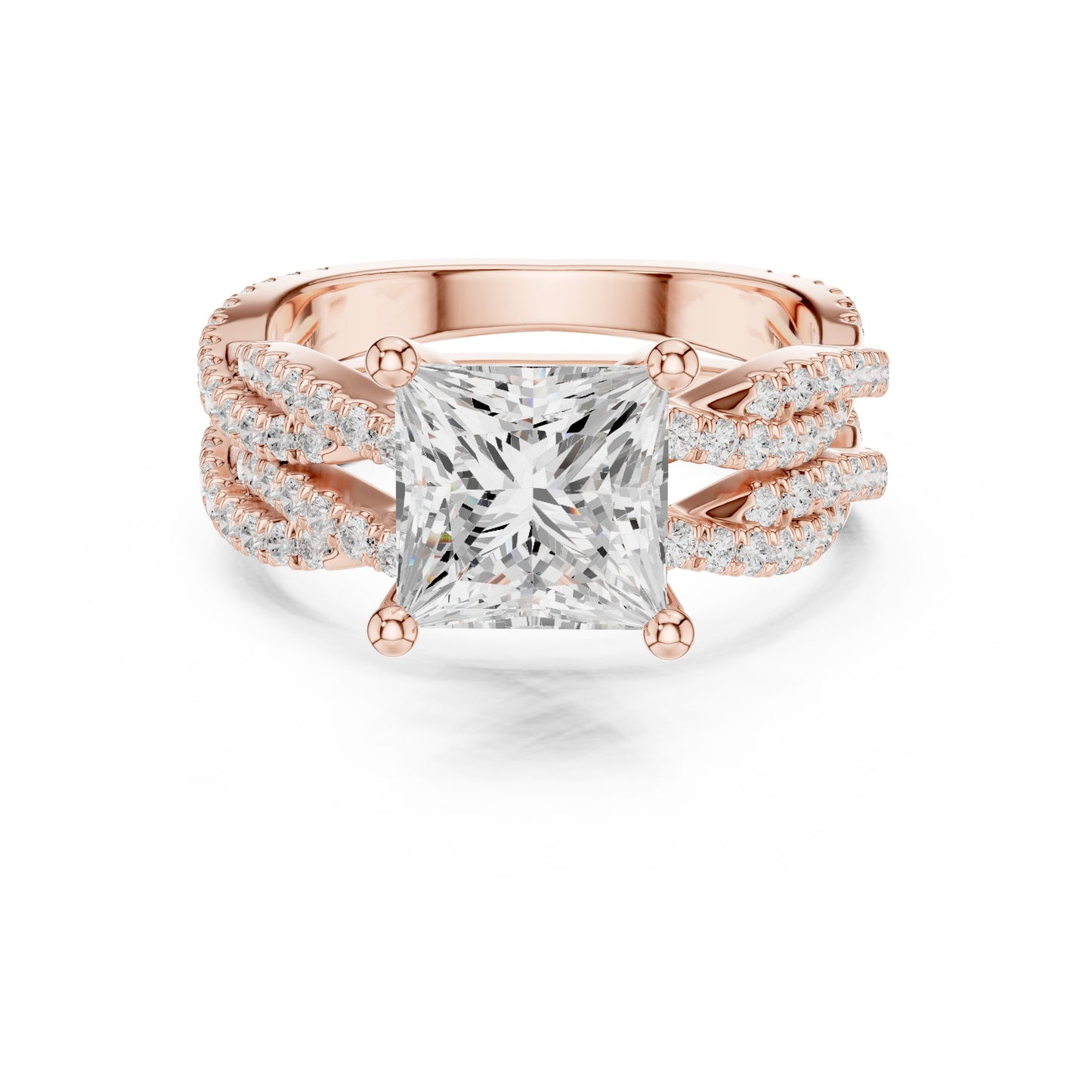 Princess Lab Grown Diamond Side-Stone Engagement Ring