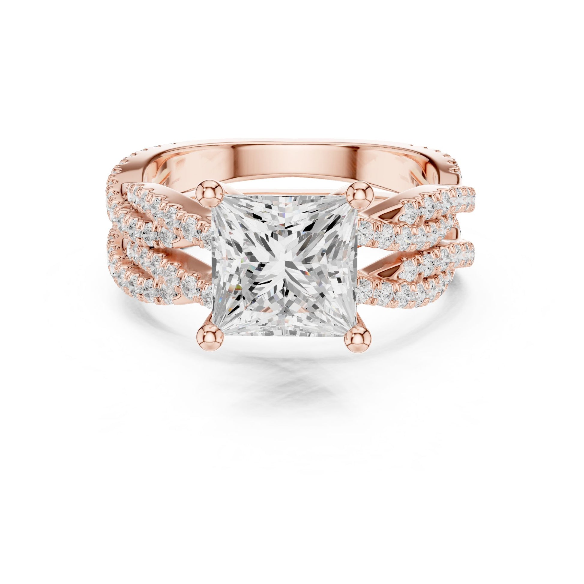 Princess Lab Grown Diamond Side-Stone Engagement Ring
