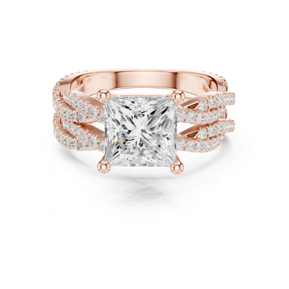 Princess Lab Grown Diamond Side-Stone Engagement Ring