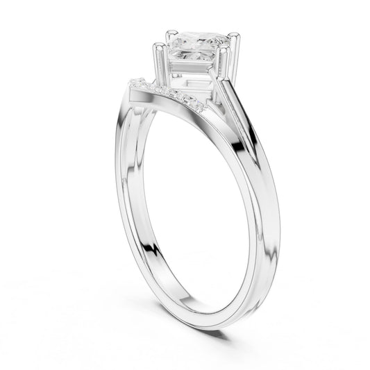 Princess Lab Grown Diamond Side-Stone Engagement Ring