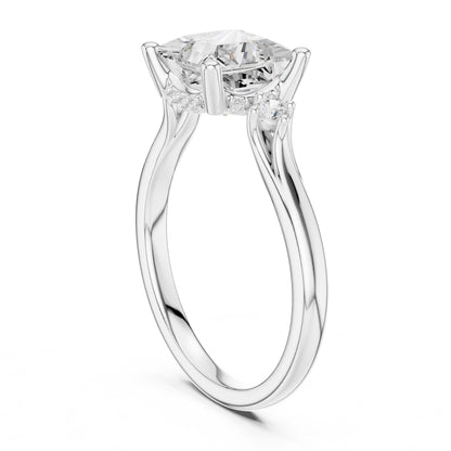 Princess Lab Grown Diamond Side-Stone Engagement Ring