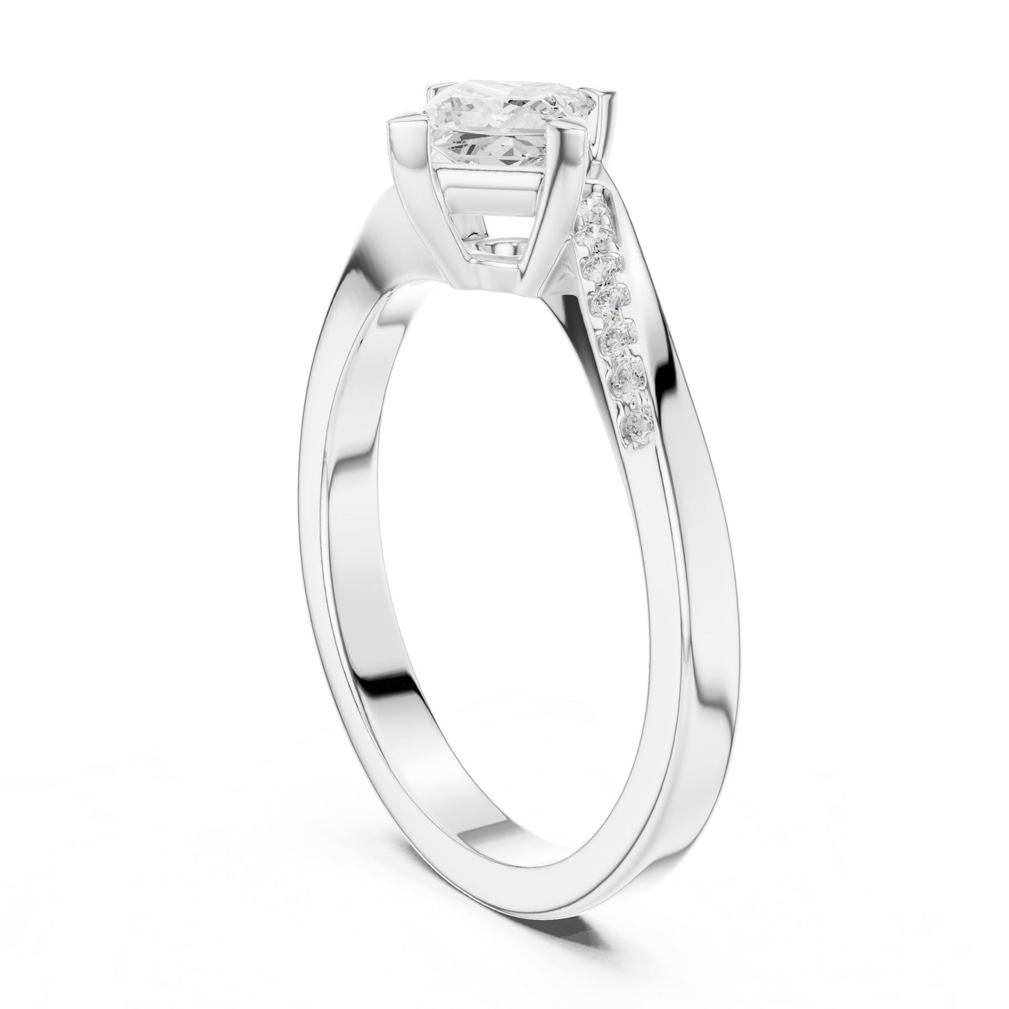 Princess Lab Grown Diamond Side-Stone Engagement Ring