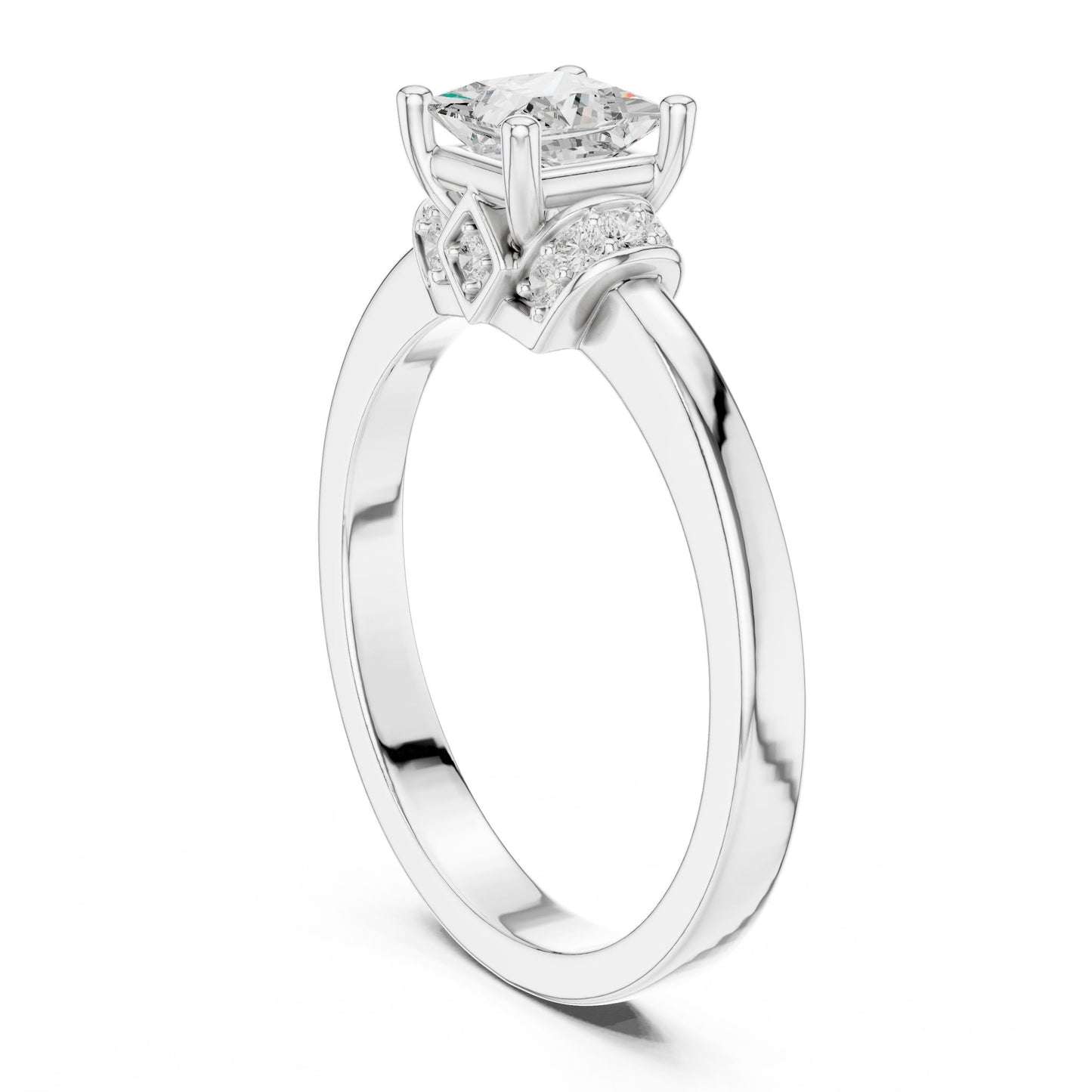 Princess Lab Grown Diamond Side-Stone Engagement Ring