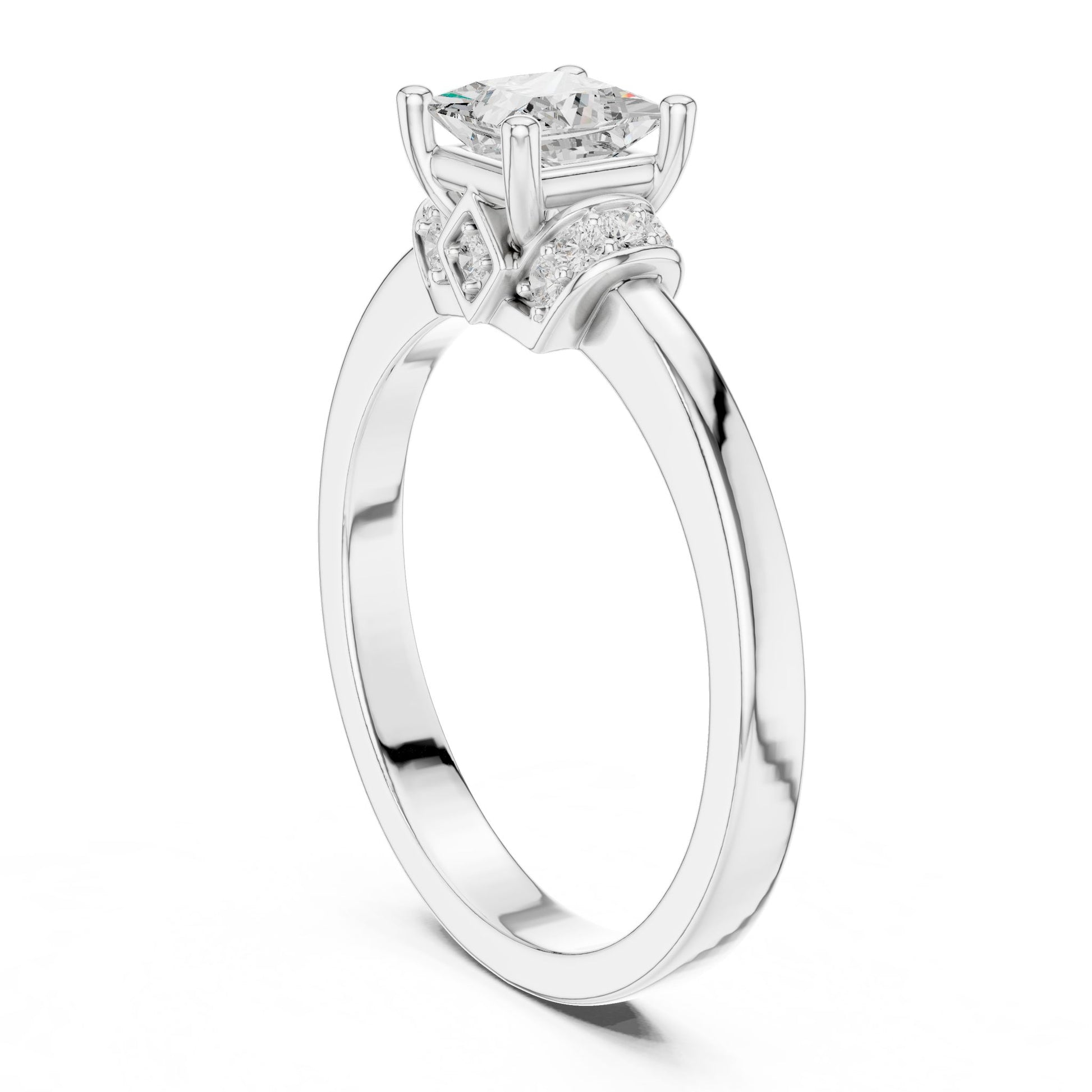 Princess Lab Grown Diamond Side-Stone Engagement Ring