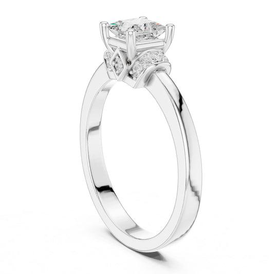 Princess Lab Grown Diamond Side-Stone Engagement Ring