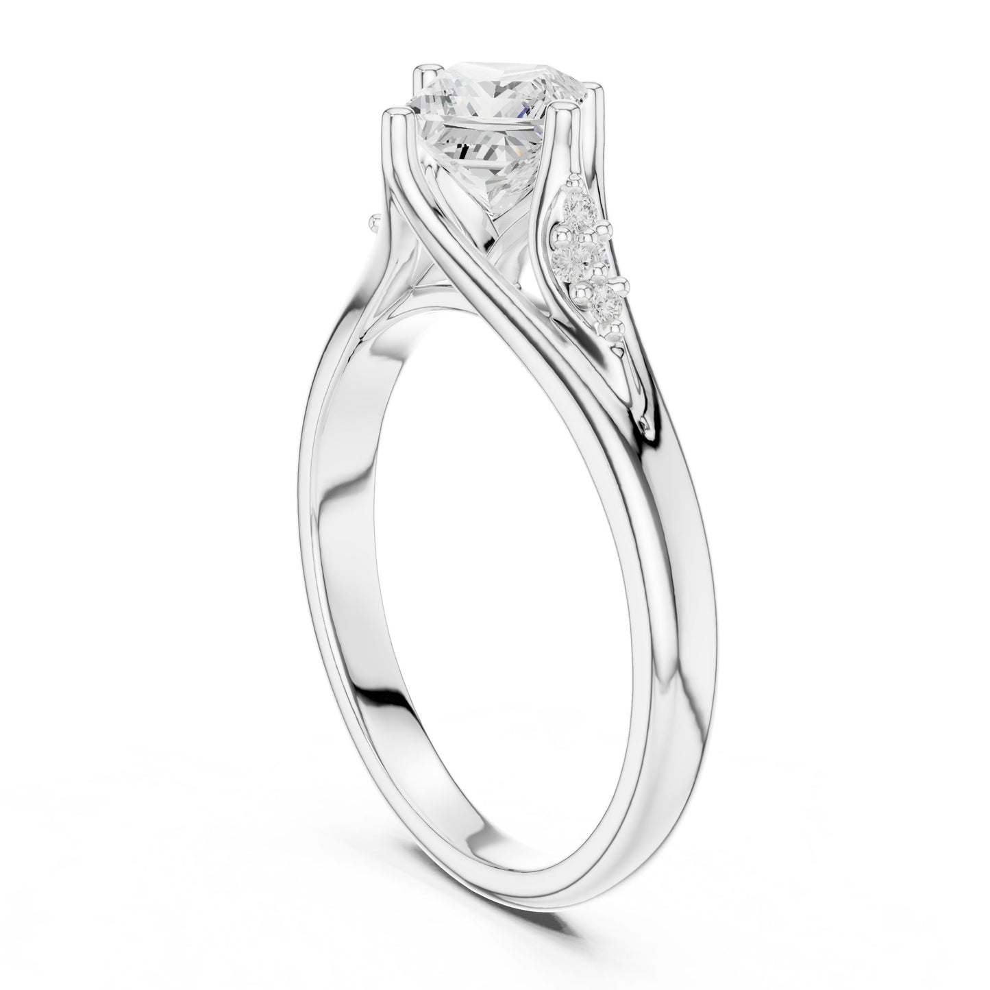 Princess Lab Grown Diamond Side-Stone Engagement Ring