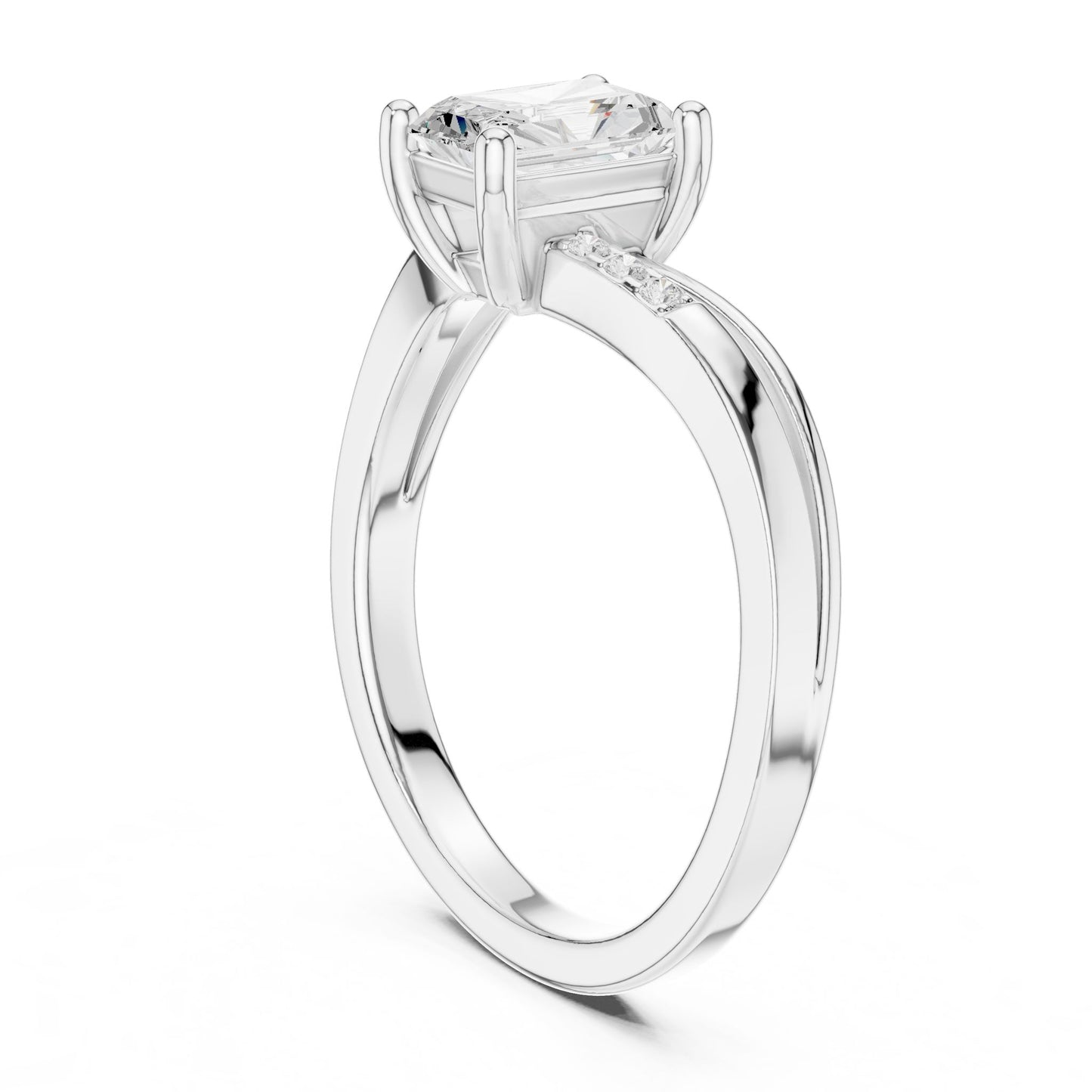 Princess Lab Grown Diamond Side-Stone Engagement Ring