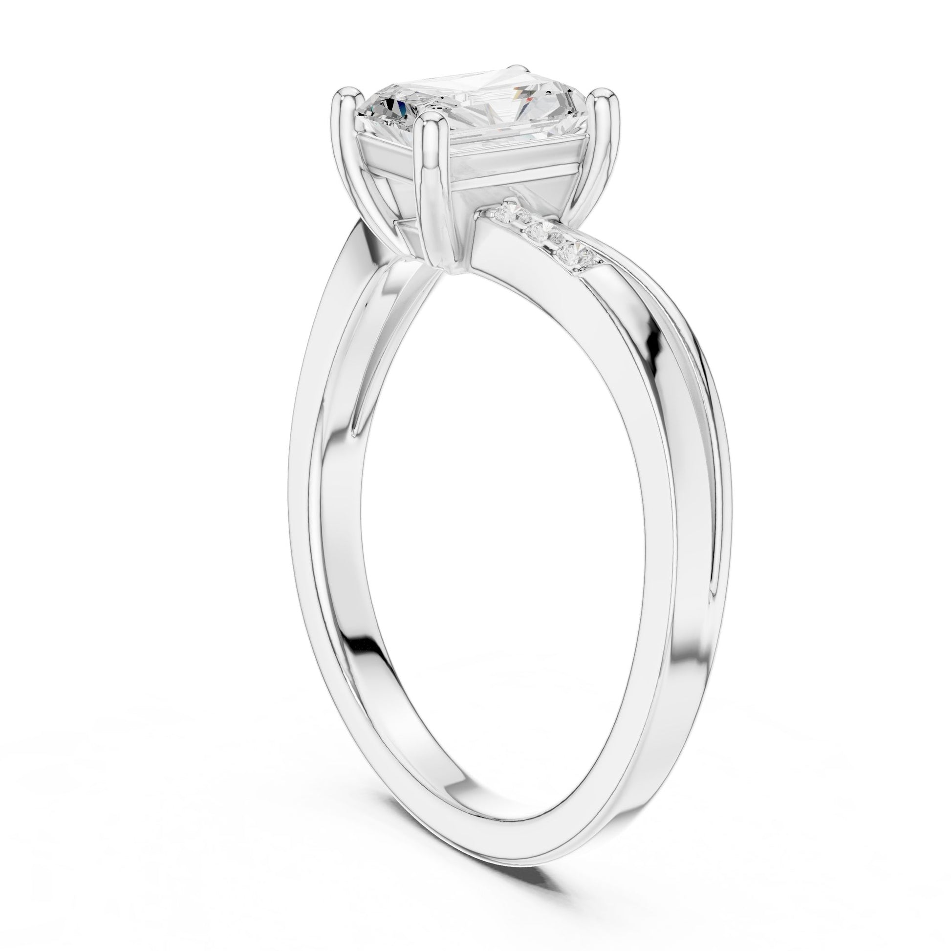 Princess Lab Grown Diamond Side-Stone Engagement Ring
