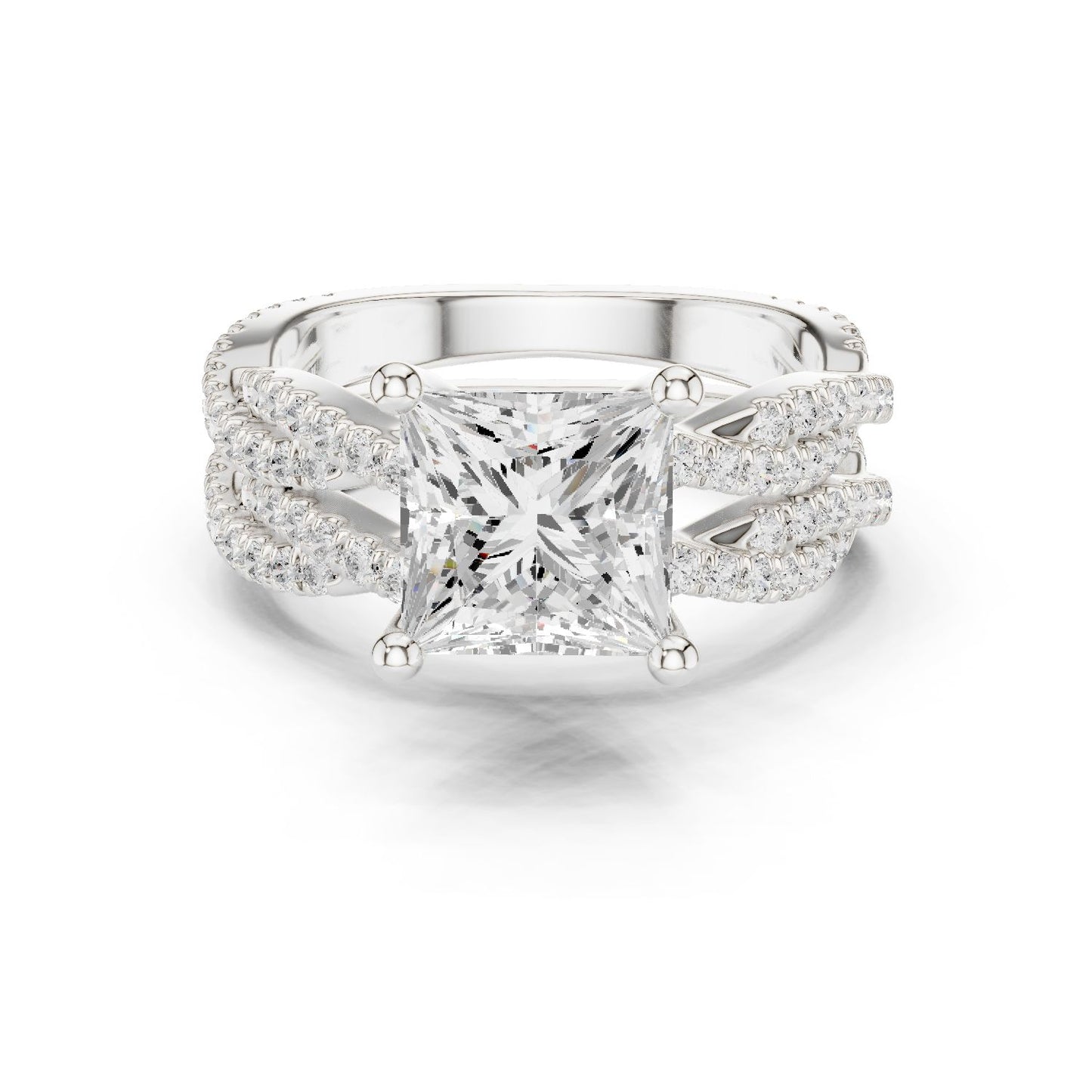 Princess Lab Grown Diamond Side-Stone Engagement Ring