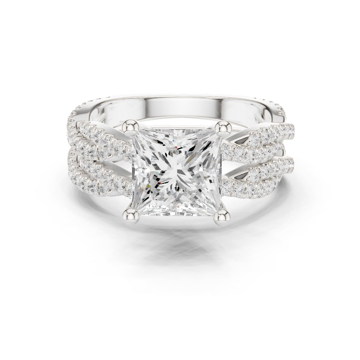 Princess Lab Grown Diamond Side-Stone Engagement Ring