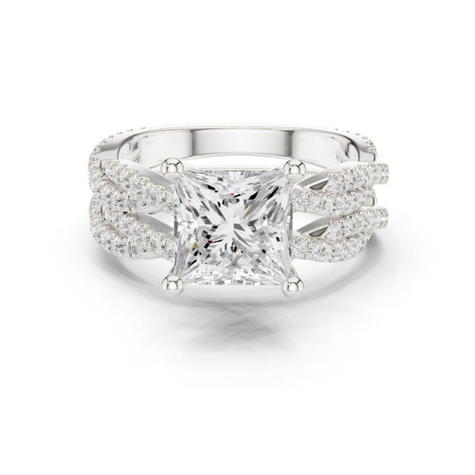 Princess Lab Grown Diamond Side-Stone Engagement Ring