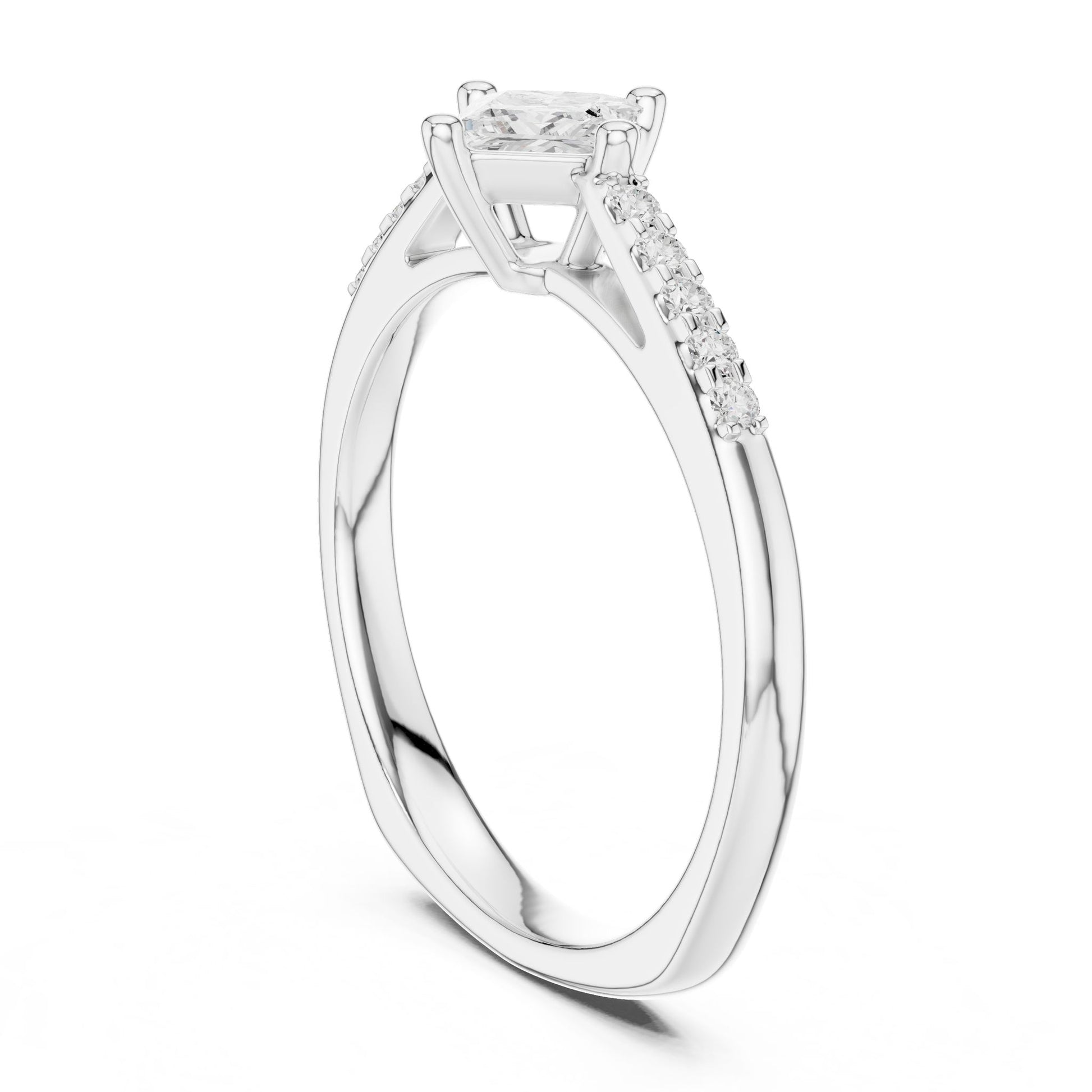 Princess Lab Grown Diamond Side-Stone Engagement Ring