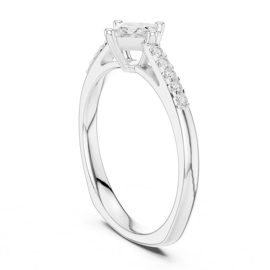 Princess Lab Grown Diamond Side-Stone Engagement Ring