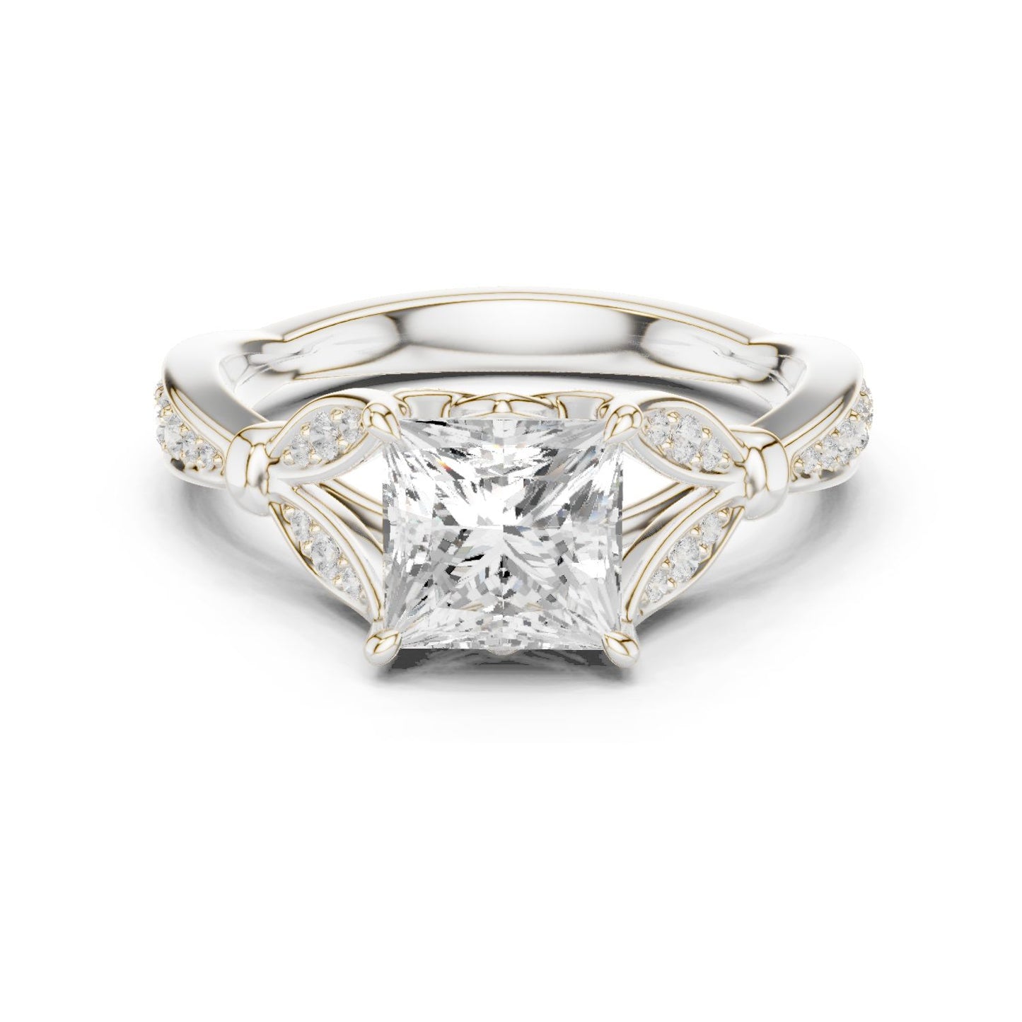 Princess Lab Grown Diamond Side-Stone Engagement Ring