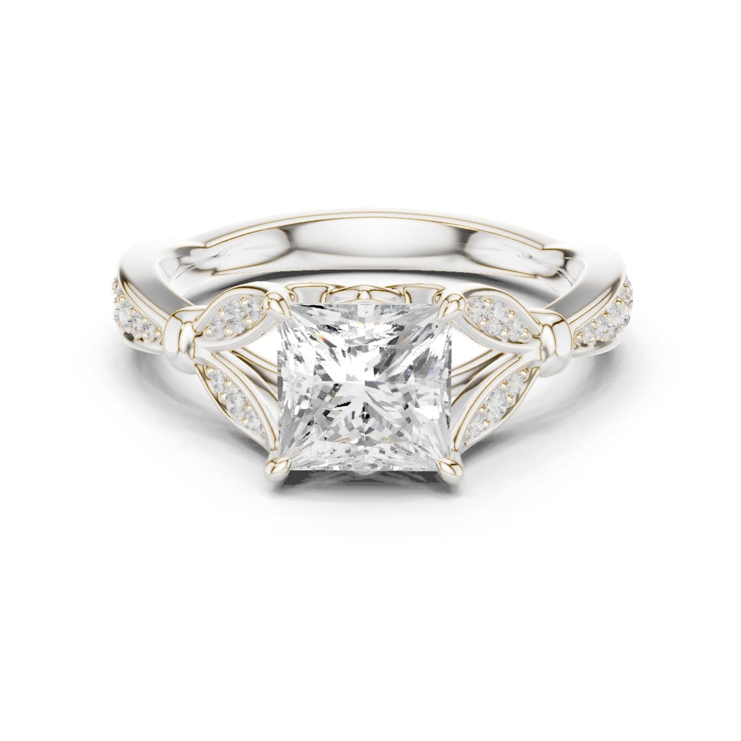 Princess Lab Grown Diamond Side-Stone Engagement Ring
